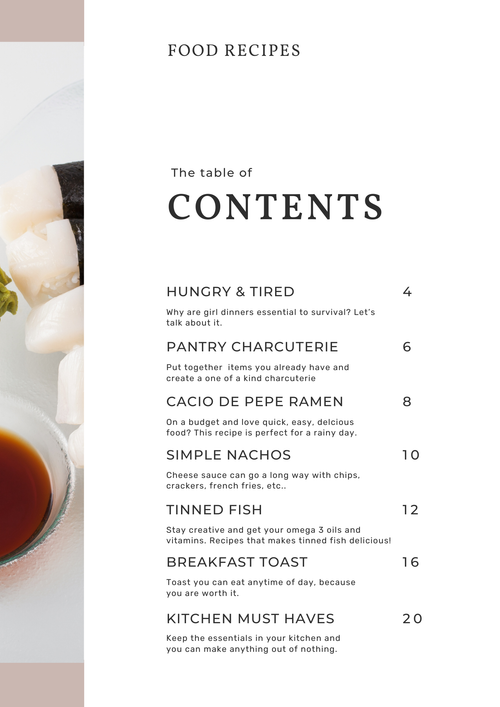 Girl Dinner Cookbook